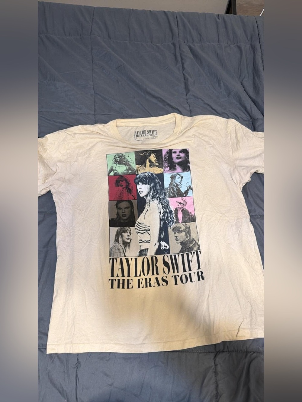 Taylor Swift Cream Tee with Multicolor Photo Grid